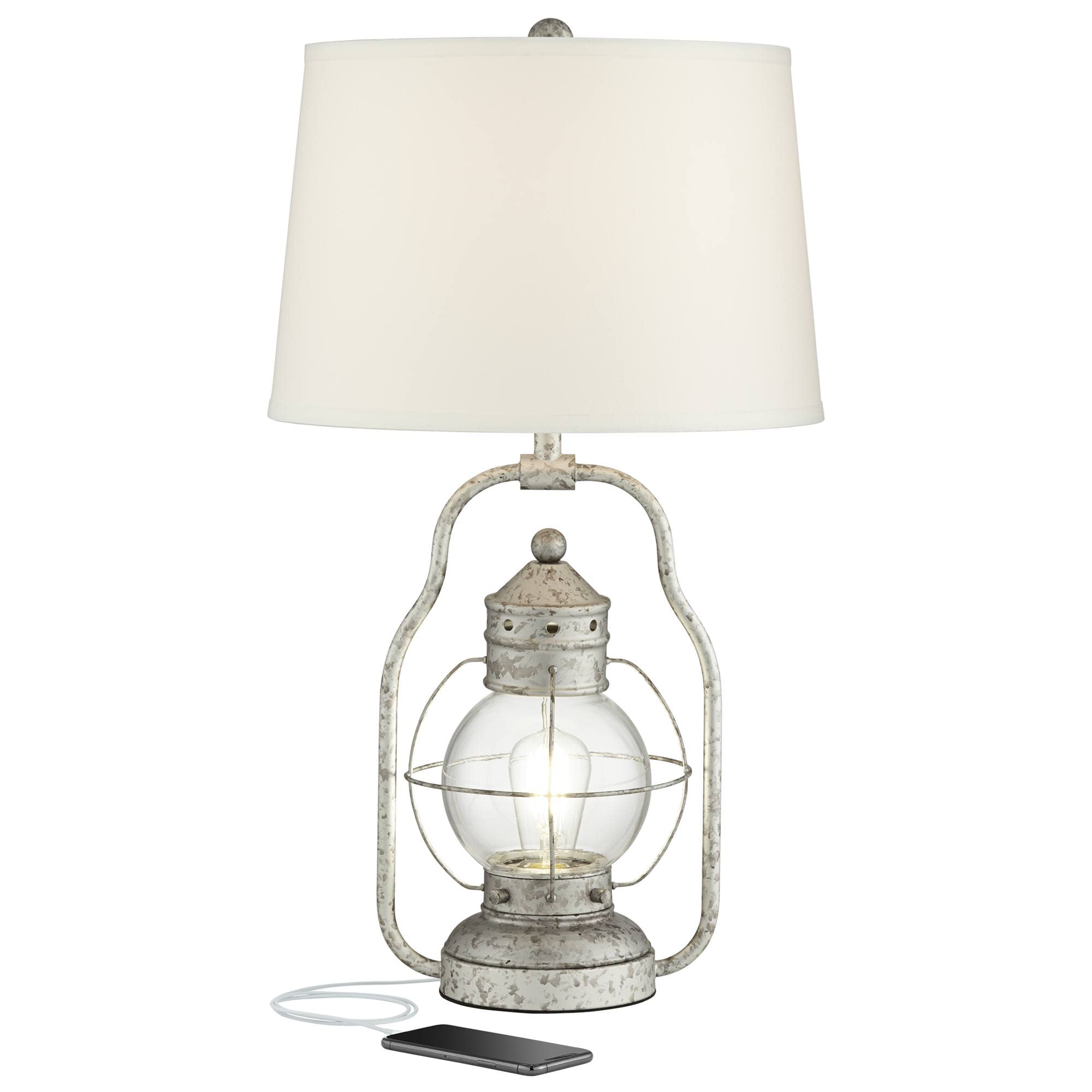 Franklin Iron Works Bodie Rustic Industrial Table Lamp with USB